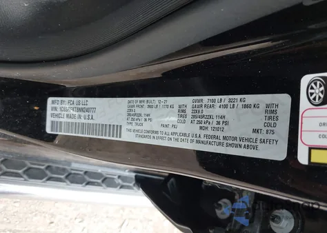 2022 Ram 1500 Limited Longhorn 4X4 5'7 Box из США, поврежденный, VIN 1C6SRFKT8NN240777